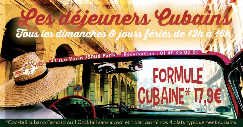 Cubana Café Formule restaurant plat et cocktail à 14,9€ tous les dimanches midi