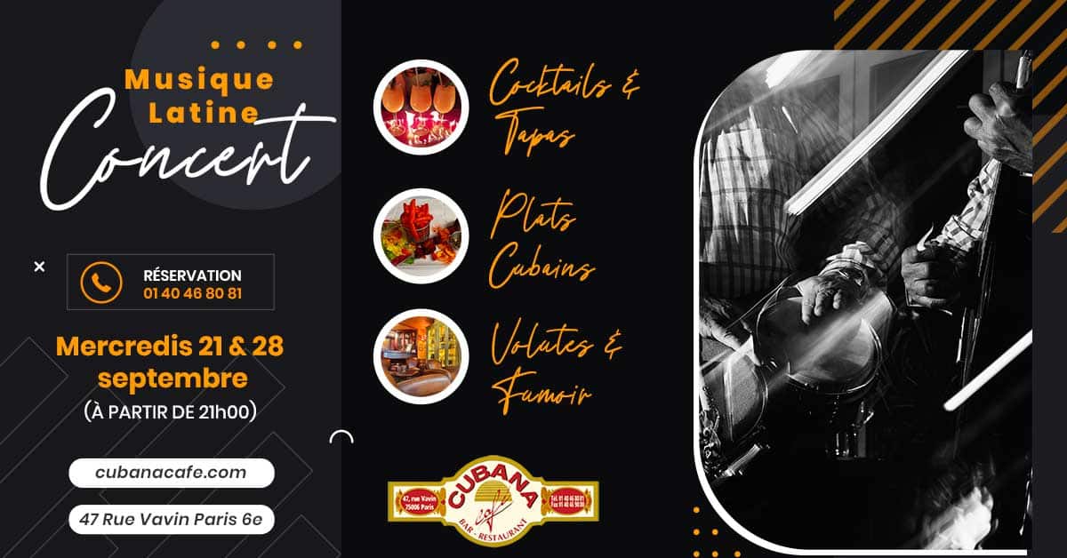 Cubana Café concerts acoustiques mercredi 21 et 28 septembre 2022