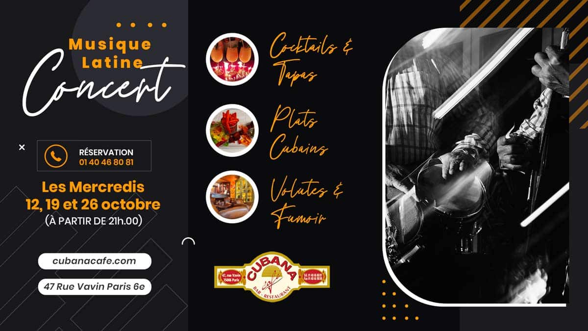 Cubana Café concerts acoustiques mercredi 12, 19 et 26 octobre 2022