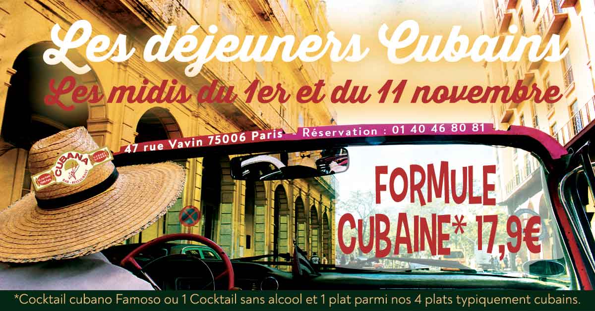 Affiche des soirées du 1er et 11 novembre 2022 au Cubana café - Bar cubain à Paris