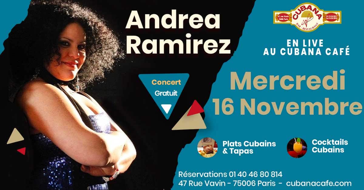 Cubana Café présente Adrea Ramirez en concert le 16 novembre 2022