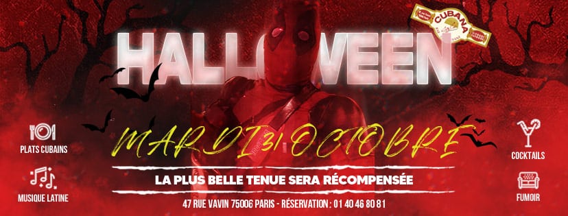 Cubana Café affiche pour fêter Halloween à Paris en 2023