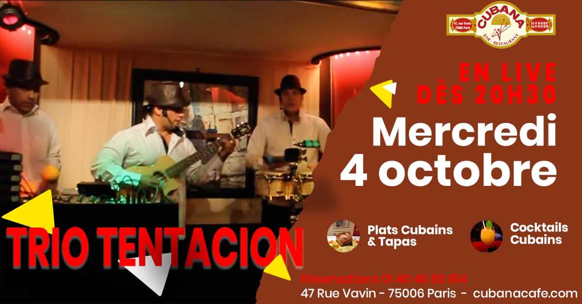Affiche du concert du Mercredi 4 octobre 2023, Pedro et son groupe Tentacion de Cuba