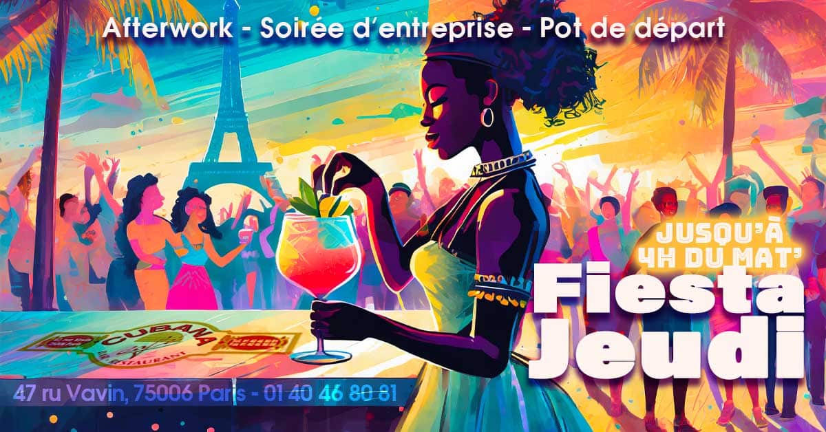 Affiche des soirées du jeudi dans le bar latino le Cubana Café Paris Montparnasse
