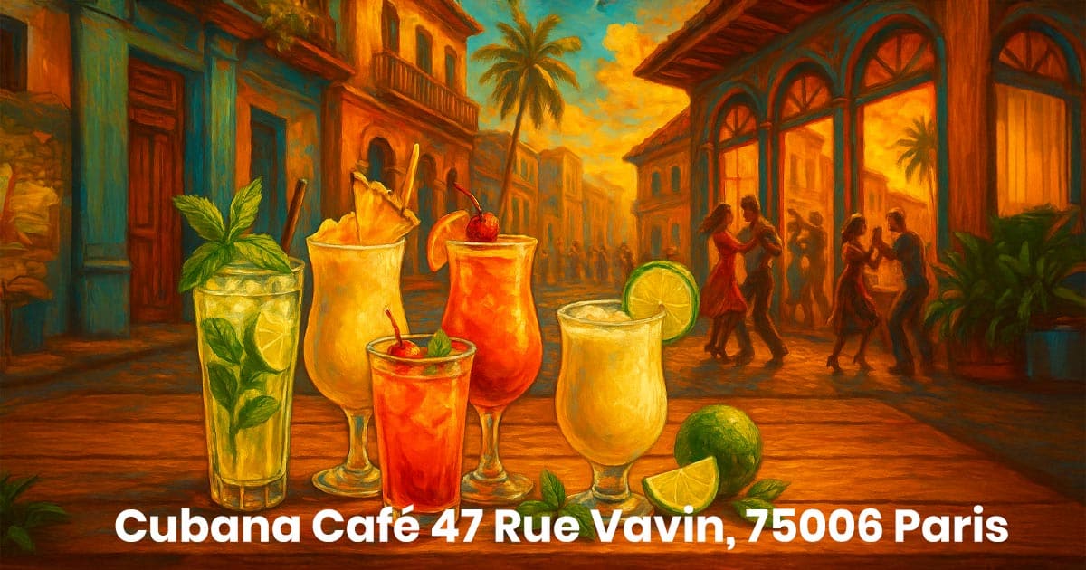 Illustration des cocktails pour l'été 2025 du Cubana Café