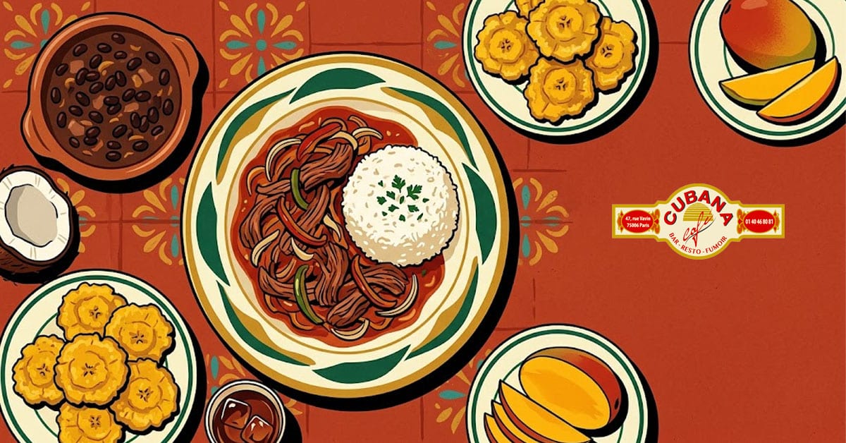 Illustration Ropa vieja, frijoles negros et tostones — spécialités cubaines au Cubana Café - Où Manger cubain à Paris